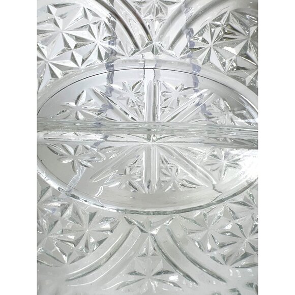 Vintage APEG Clear Pressed Glass Divided Relish Dish With Handles 10" GrannyCore - Picture 5 of 12